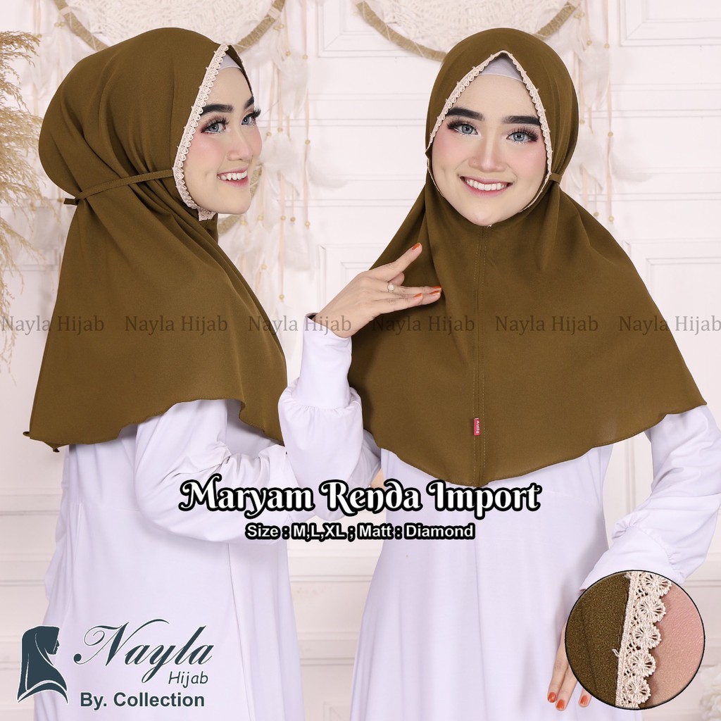 HIJAB INSTAN TALI MARYAM RENDA XL BAHAN DIAMOND MARYAM TALI RENDA IMPORT TERBARU NAYLA HIJA'B