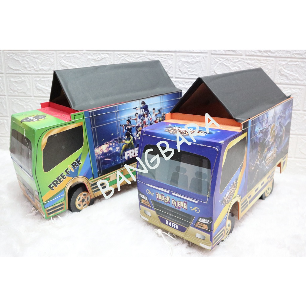 Miniatur Truk Oleng - Mainan Truk Oleng Kayu Lampu