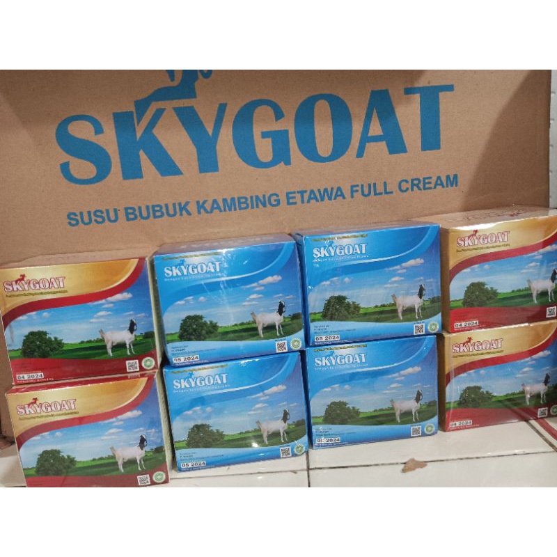 

1 karton isi 100 kotak, susu Kambing Etawa Bubuk SkyGoat sky goat milk rasa original Dan coklat