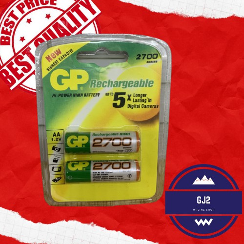Baterai Charger GP 2700 mAh AA Nimh - Baterai Cas AA GP 2700Mah 1.2V - Batre Cas AA GP 2700MAh AA