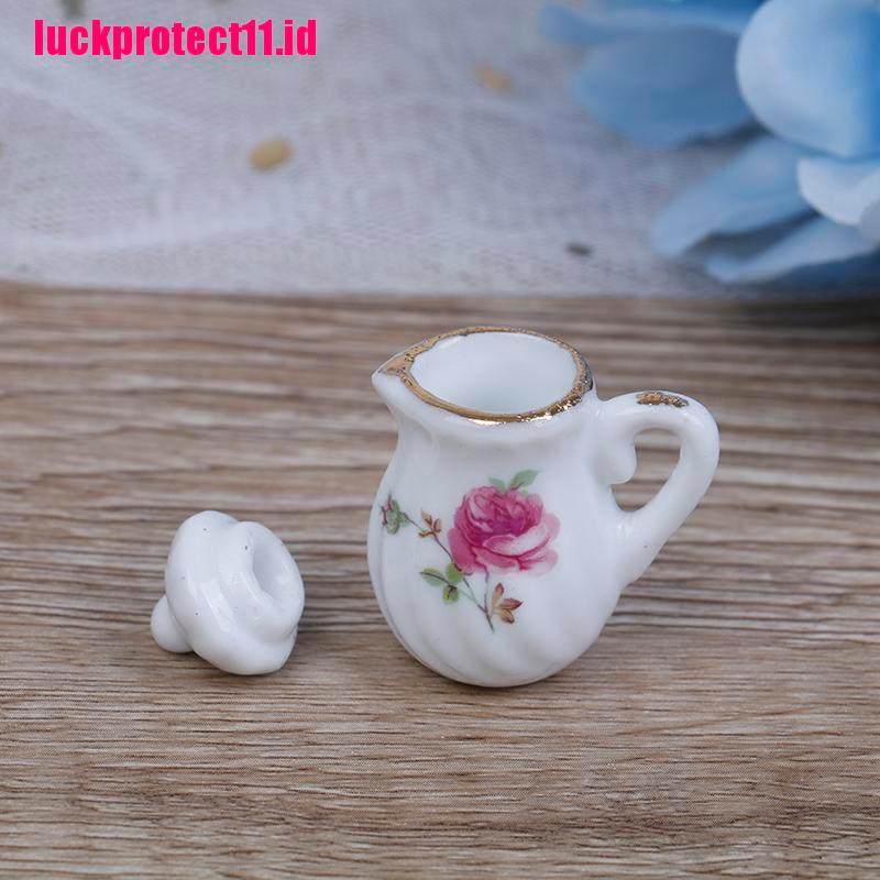 Lucktoy 15pcs / Set Miniatur Cangkir Teh / Kopi Bahan Keramik Porselen Skala 1: 12 Untuk Rumah Boneka