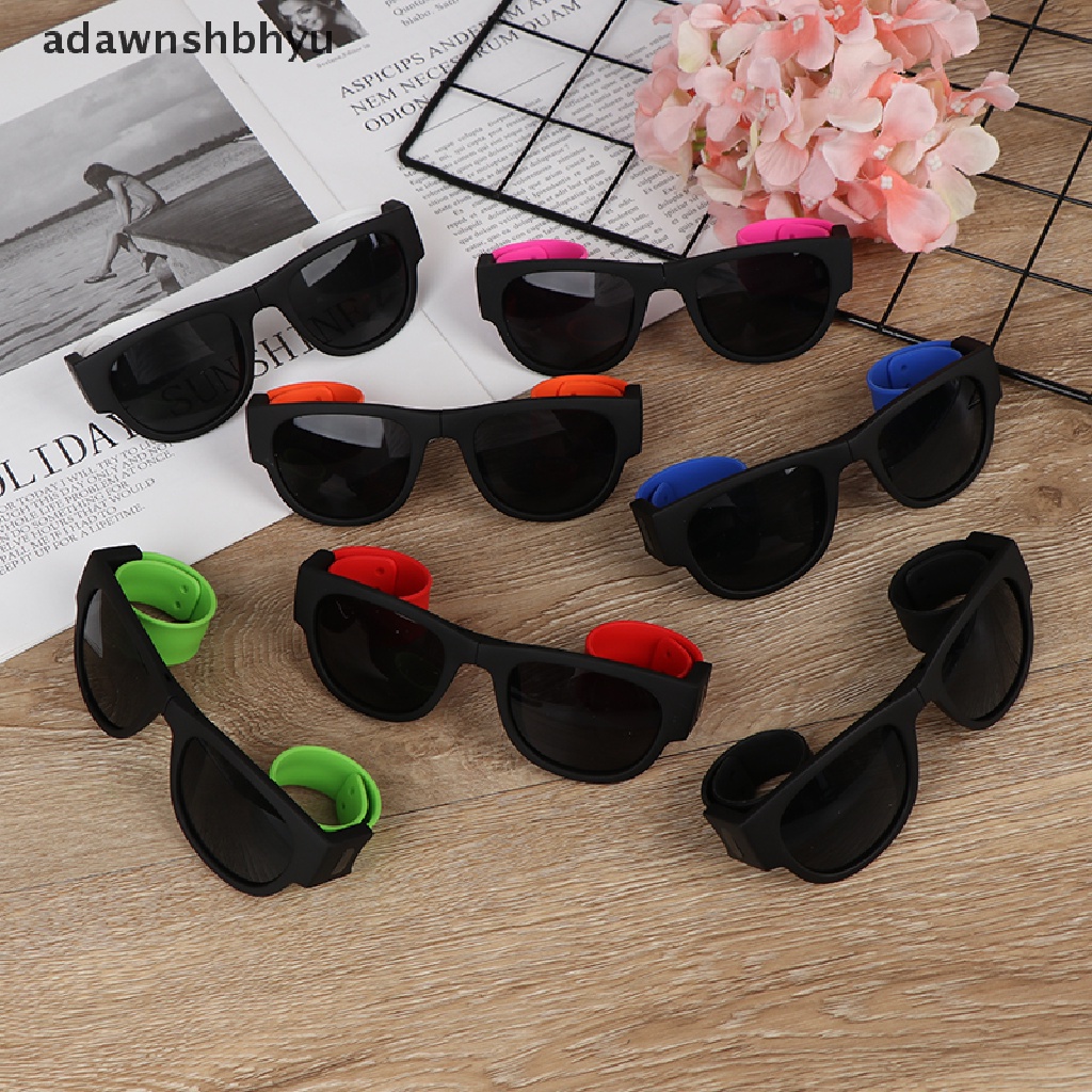 Adawnshbhyu 1pcs Kacamata Hitam Lipat Polarized UV400 Slap Sport Foldable Wristband Shades