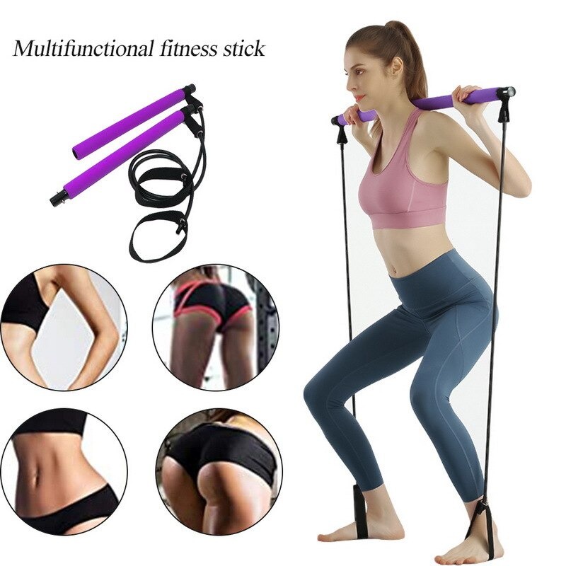 Tali Latihan Yoga Fitnes Portable Pilates Bar Tali Stretching Yoga Pilates Bar Stick Resistance