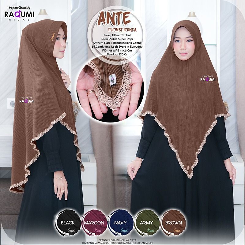 ANTE RAQUMI DAILY HIJAB SYARI BERGO PLISKET SYARI