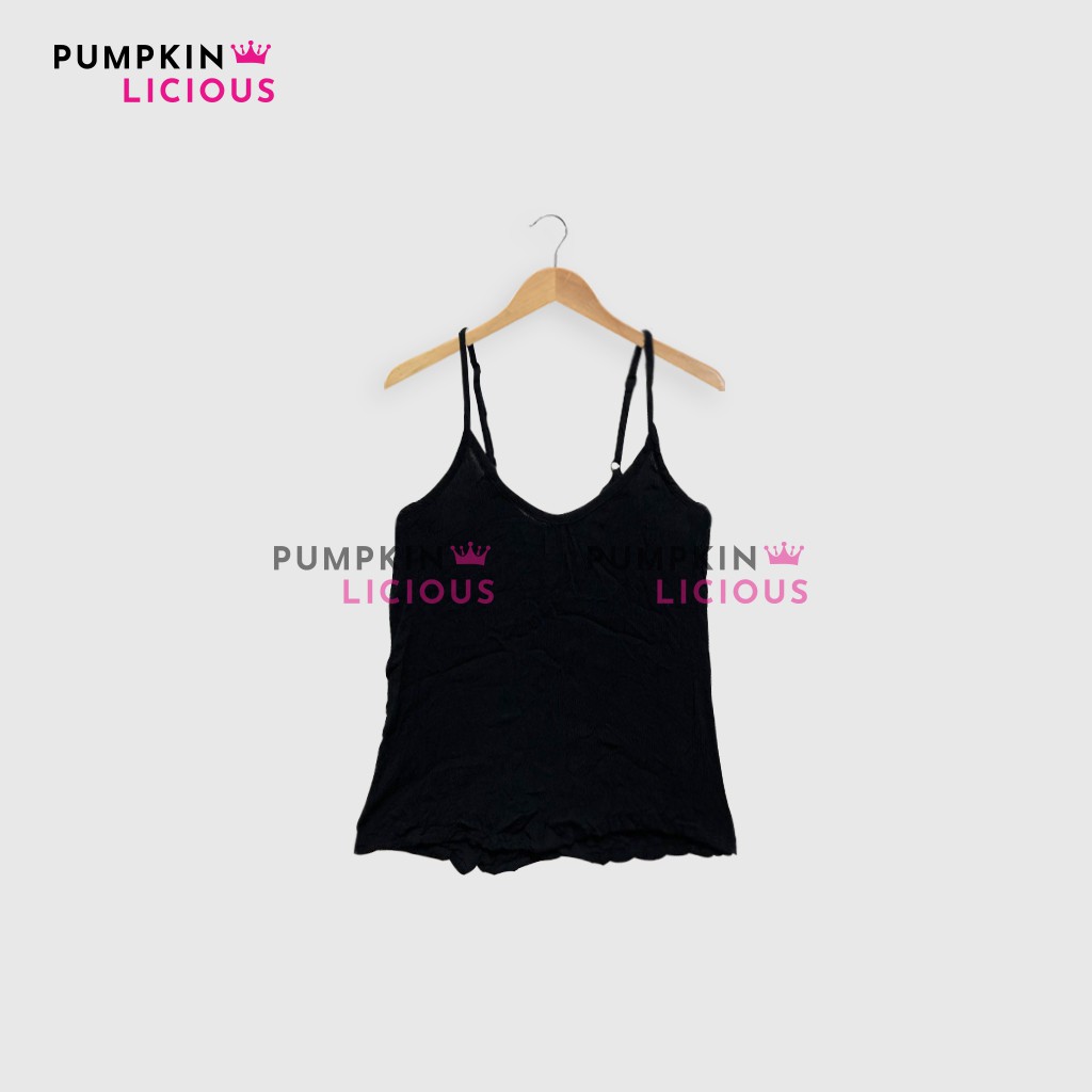 Pumpkin Black Crop Tank Top - Crop Top Atasan Wanita Tank Top Hitam Sexy