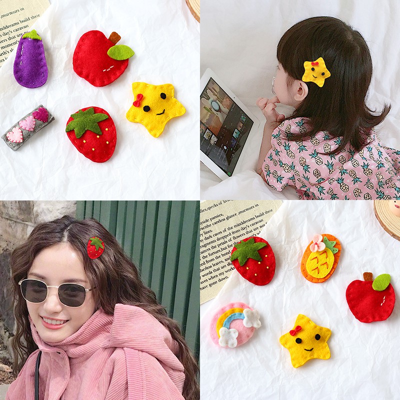 ACC145 Jepit Rambut Anak Kain Motif Karakter Korea Hairpin Handmade Aksesoris Rambut Wanita S1249