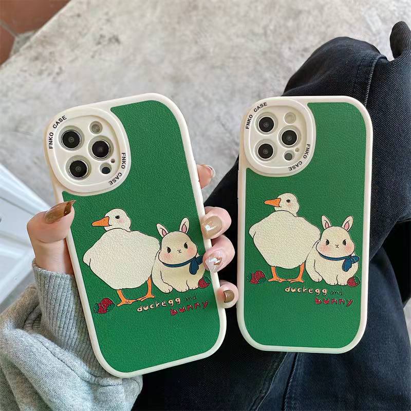 Soft case Silikon Desain Kartun Bebek Hijau 13pro 13prm Untuk iPhone 11 7Plus 8Plus Xr XS 13 12pro Max