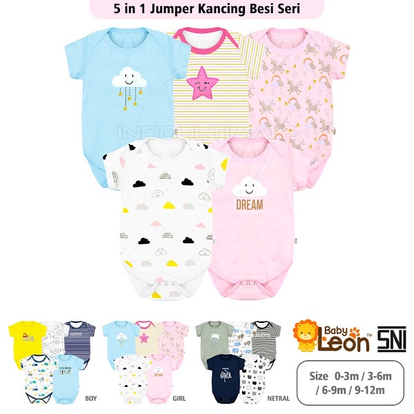 5in1 Jumper Bayi BC-01-8 BABY LEON Baju kaos bayi Jumpsuit newborn anak bayi laki laki perempuan SNI-3