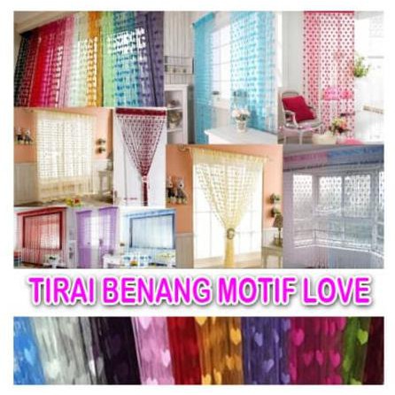 (SaleJualDijual) Tirai Benang Love Tirai Pintu Kamar Tirai Jendela Tirai Kamar Mandi