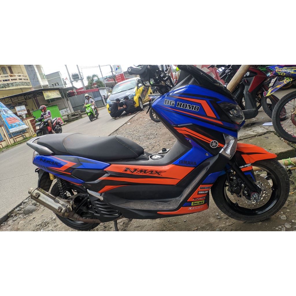 Stiker Nmax Decal Full Body Nmax Premium Blue Orange Glossy DNKZ