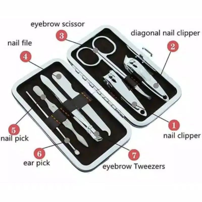 [MURAH] Gunting Kuku Set 7 in 1 Tangan Kaki Anak Dewasa Nail Clipper/alat manicure 7 in 1 praktis kecil alat potong kuku dompet