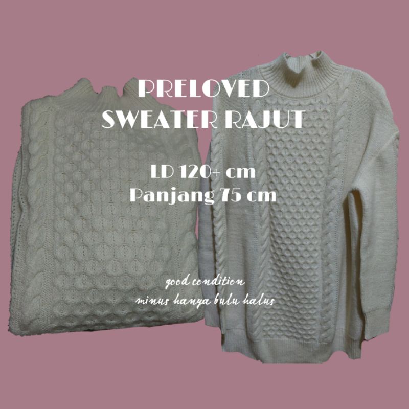(PRELOVED) THRIFT SWEATER RAJUT KABEL CABLE CARDIGAN