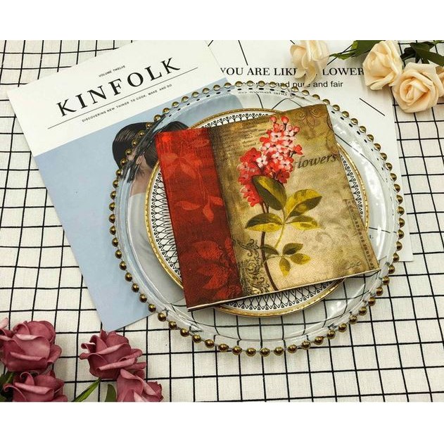 Decoupage Napkin - Tissue Decoupage 2Ply FL - Flower Letter21 #01