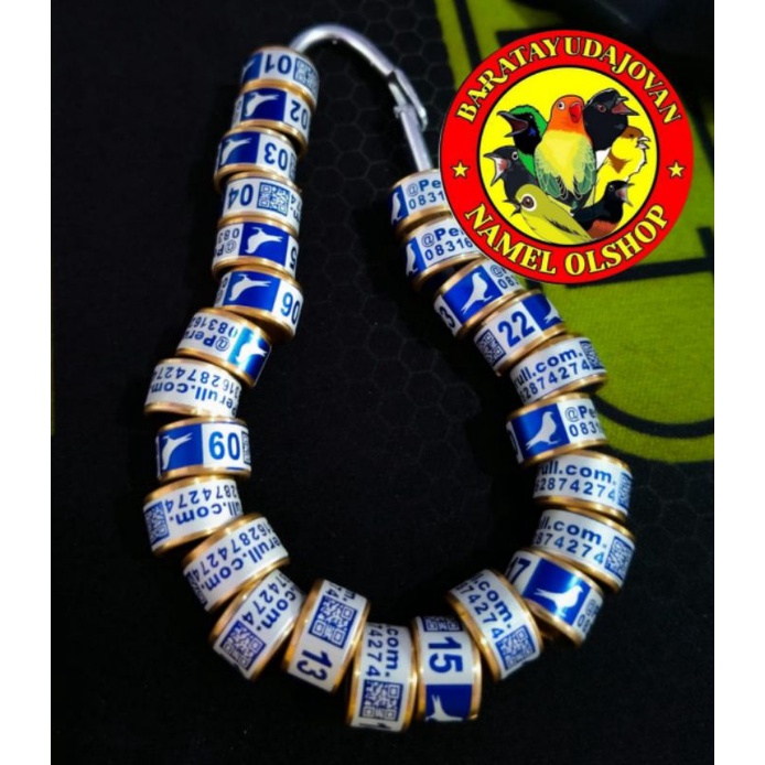 Ring Burung Jenis Blok Logo burung dan Barcode hiasan Variasi List Gold untuk murai, perkutut, lb, k