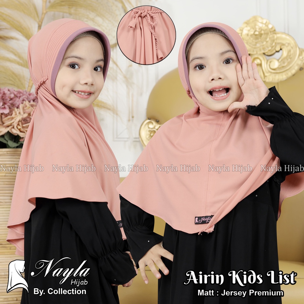 Kerudung Anak Tali Kepang AIRIN KIDS LIST Hijab Instan Anak Jersey Airis Terbaru Nayla Hija'b