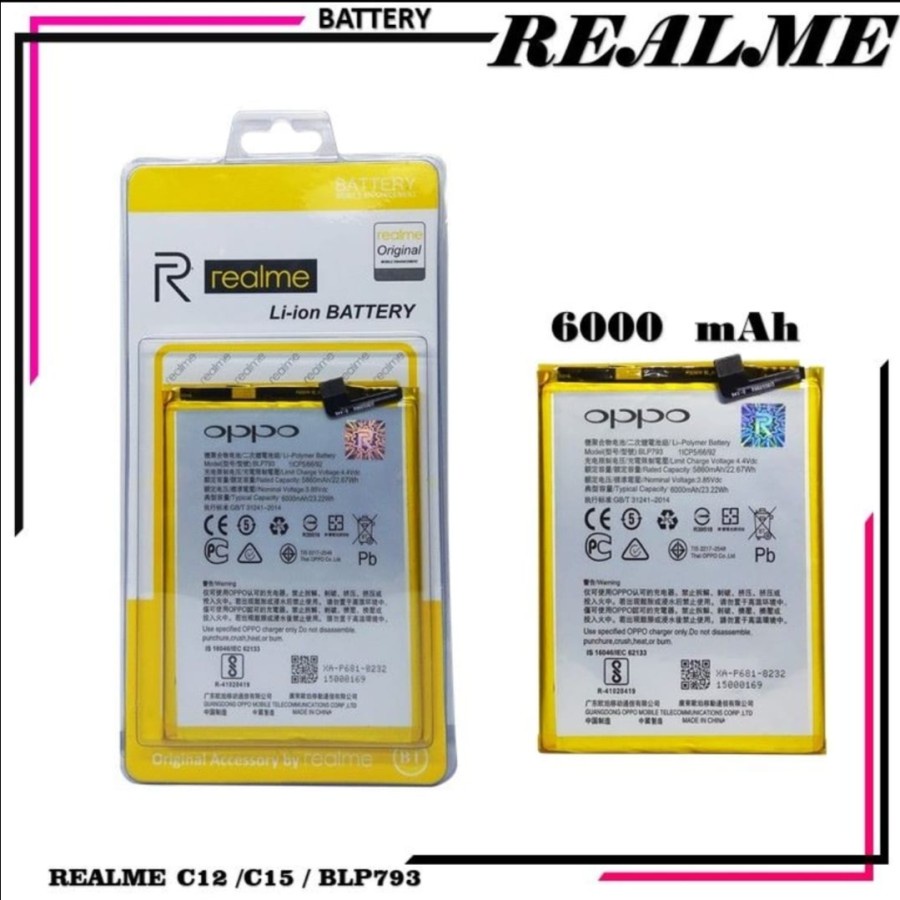 BATERAI FOR OPPO - BATRE FOR REALME C12 - C15 - BLP793 ORIGINAL BT