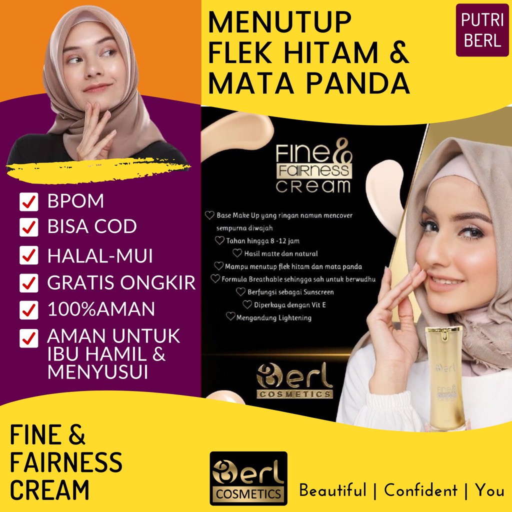 B Erl Fine and Fairness Cream / B Erl Cosmetics / Base Make Up / Memberikan Efek Glowing Cerah 5.0