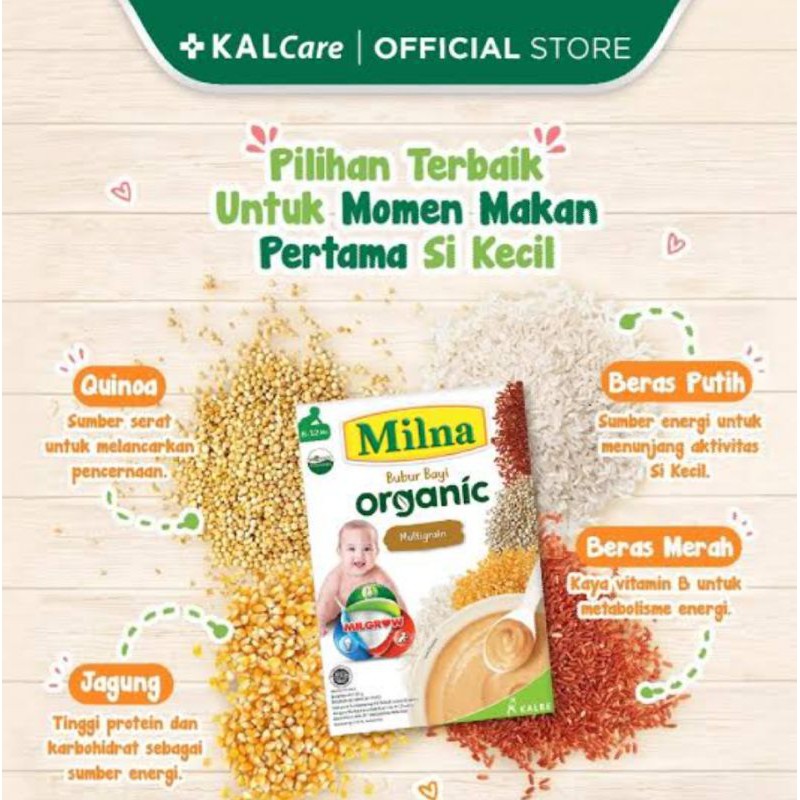 Milna bubur organic multigrain 8-12 120gr