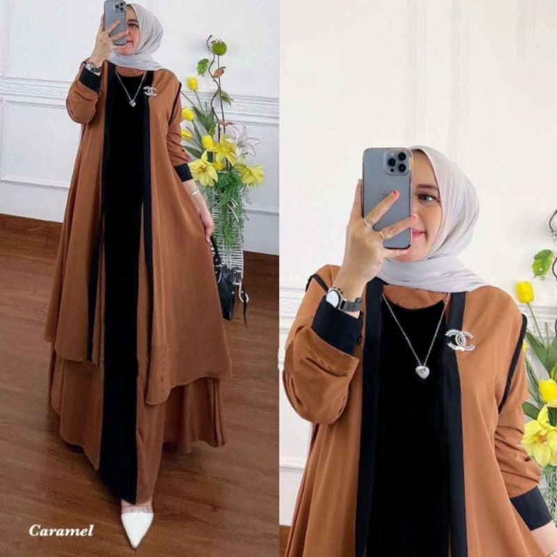 Ranaya Original / Gamis Maxy Set 2 in1 Fashion Wanita
