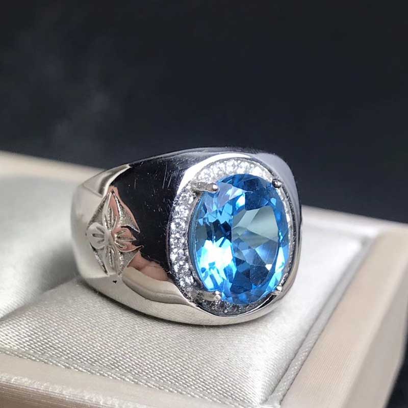 Cincin Platinum Berlian Safir Aksesoris Perhiasan Fashion Pria 925 Kristal Perak Rings