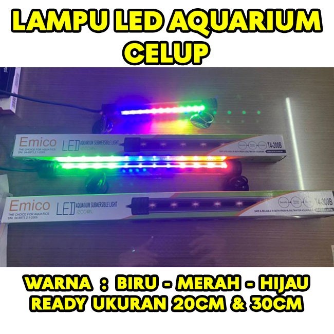 Lampu Aquarium Akuarium aguarium LED Celup 20cm 30cm 40cm  PUTIH / biru /  Warna Warni RGB-ibz