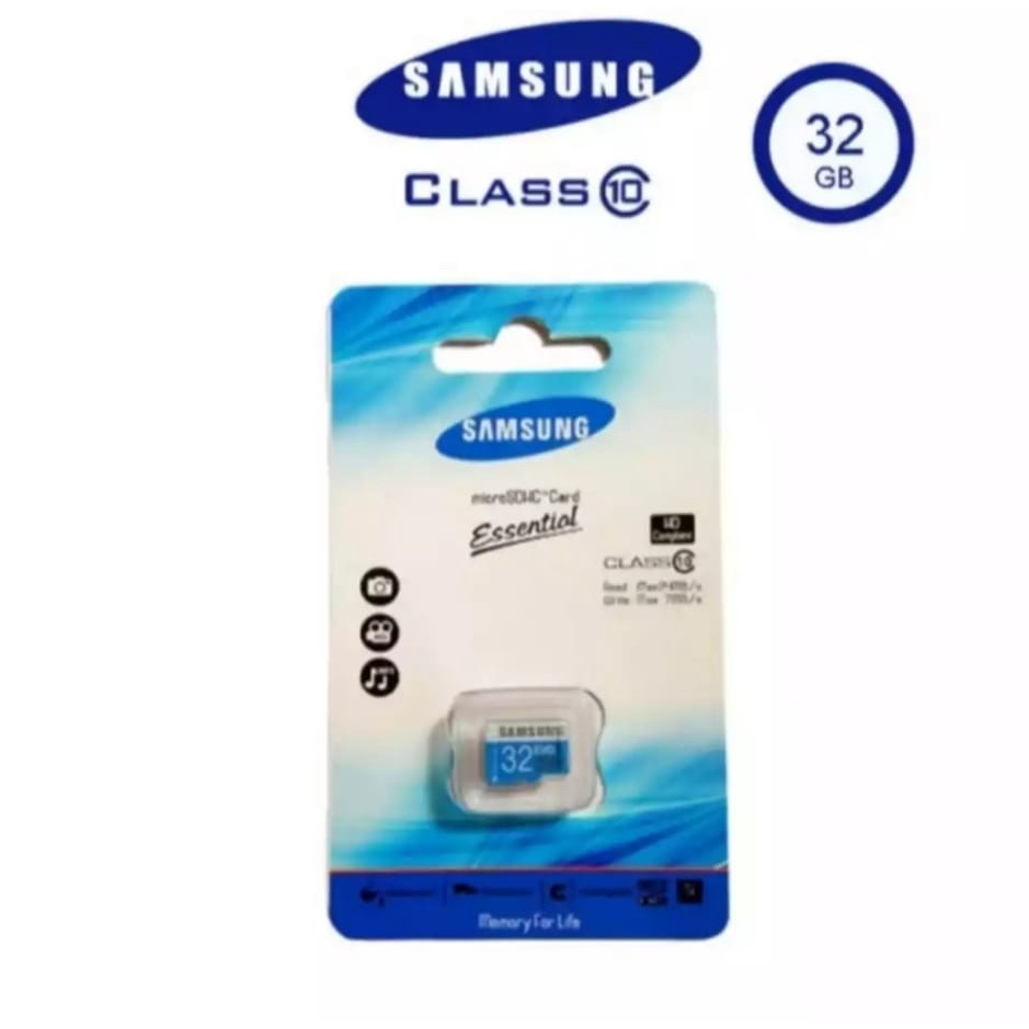 Memory Card-MMC SD Samsung Essential Class 10 4GB-8GB-16GB-32GB-64GB-Memory Card HP Samsung Essential Class 10-Biru