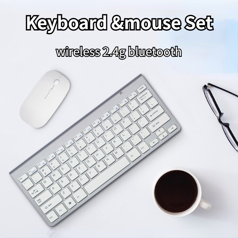 Bluetooth Keyboard &amp; Mouse Paket Tahan Air 2.4G Wireless Desain Ultrathin Silent Elegan Keyboard and Mouse Combos Set