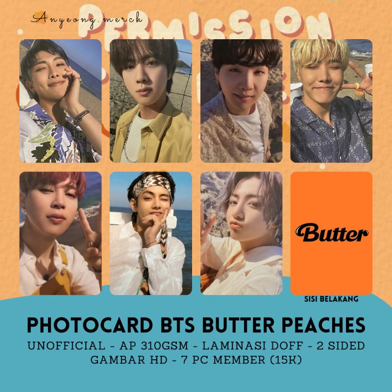 (COD) PHOTOCARD BTS BUTTER PEACHES VER - UNOFFICIAL AP310 Gsm LAMINASI DOFF JUNGKOOK TAEHYUNG