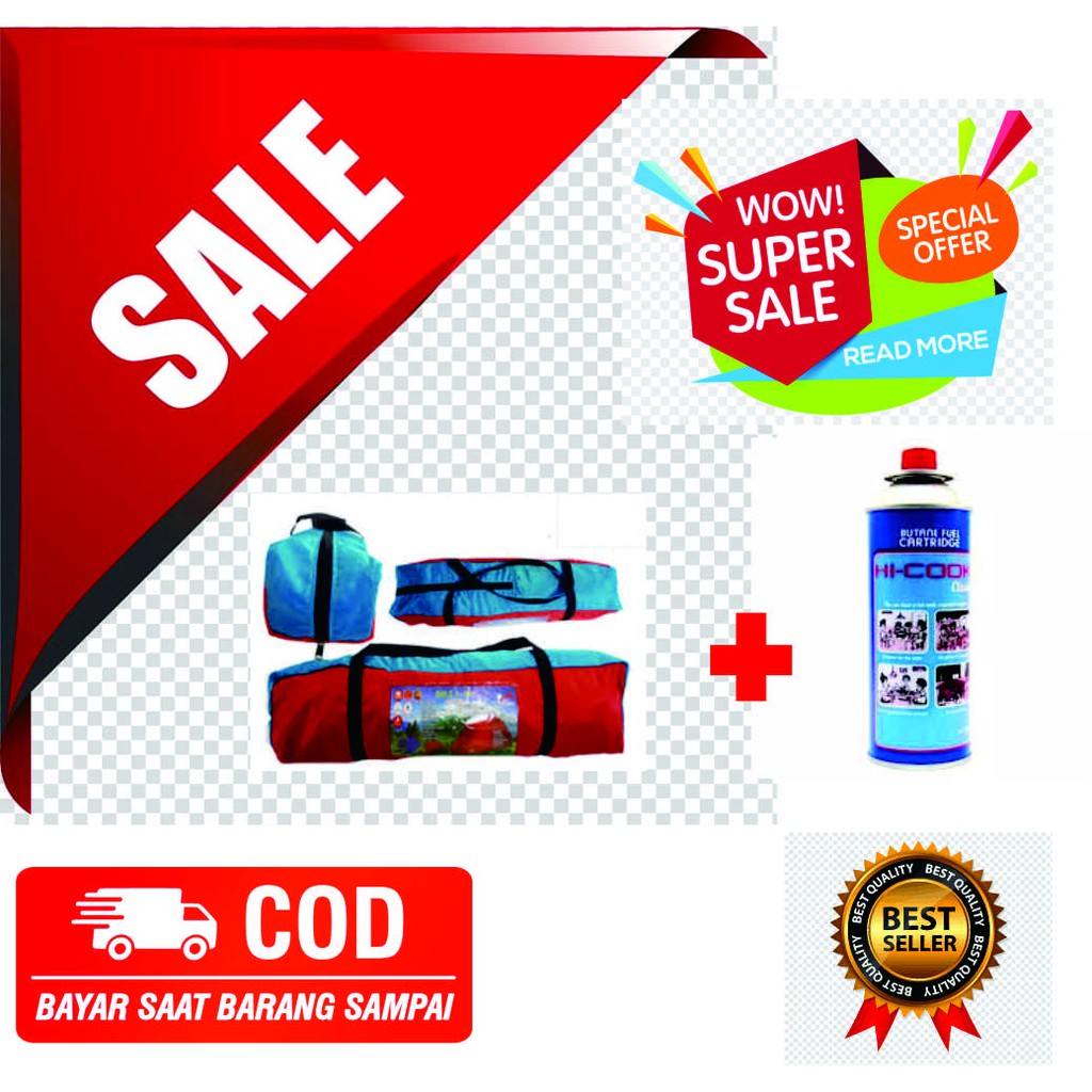 PAKET TAS TENDA DOME |TAS TENDA DOME KAPASITAS 2-5 ORANG| ANTI AIR + 1 PCS GAS KALENG REFILL HICOOK