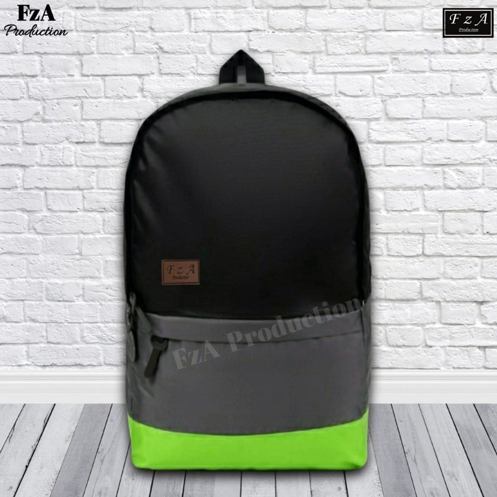 Tas Ransel Gendong Laptop Distro Sekolah Kuliah Pria Wanita Black Murah Original FzA BUY 1 GET 2