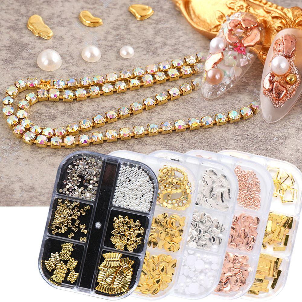 Preva 6kisi Pesona Logam Kuku Campuran 3D Glitter Perhiasan Nail Art Dekorasi