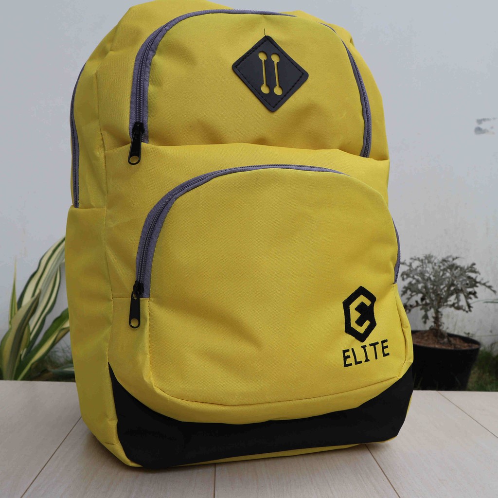 Jual Tas Ransel Distro Merk Elite Terbaru Warna kuning Bagus Raincover Murah