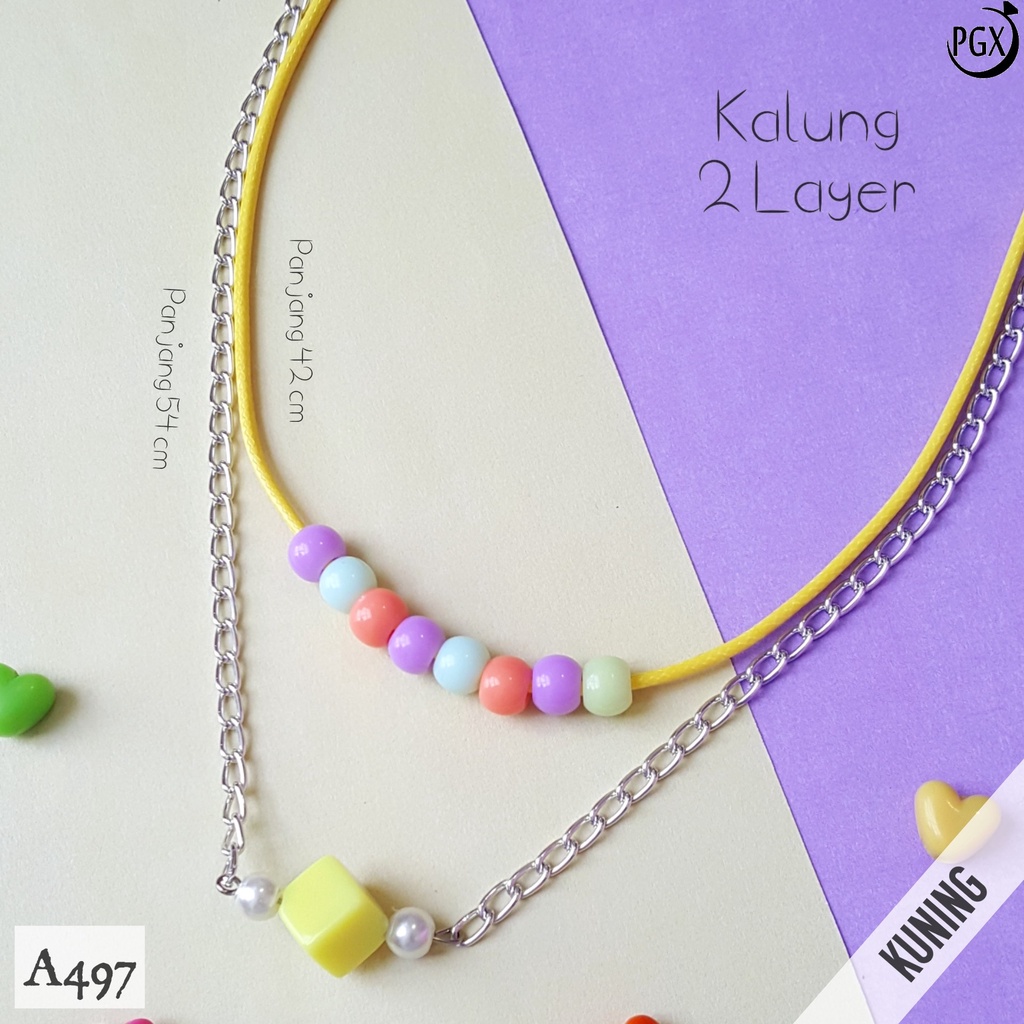 PGX Kalung Wanita Korea Tali / Rantai Multilayer - Kalung Panjang Hijab - Aksesoris Wanita A497