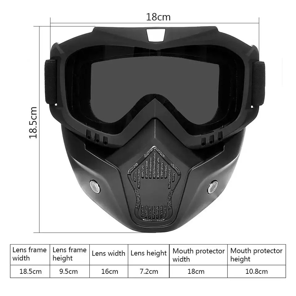 Goggles Kacamata + Masker Full Face Helem Goggle Mask Helm Gun Ski Motor Cross Topeng Kaca Mata Trail Air soft Motocross Bogo Biru Transparant Gold Bening Modular Silver Hitam Putih JPX Pelangi Emas Cargloss VESPA KYT CAKIL - COD