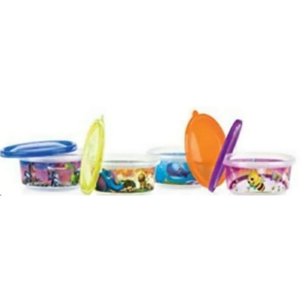 Nuby 4 Pack Stackable Printed Wash or Toss Bowls with Lids 6m+ 300ml - 94043