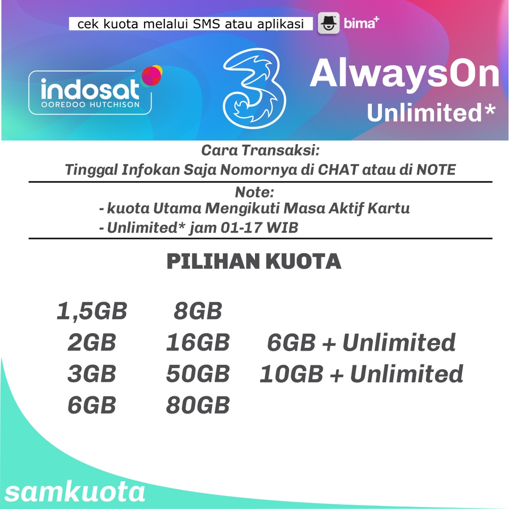 tri always on aon unlimited 1,5gb 2gb 3gb 6gb 10gb 16gb 50gb 80gb