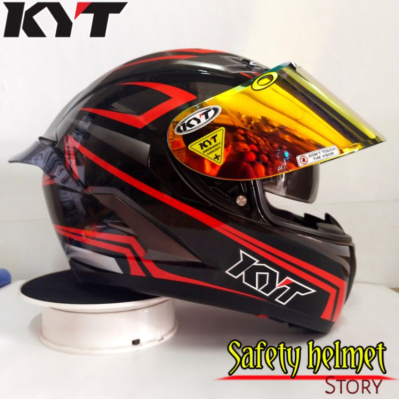 Helm Kyt FALCON FR Solid white Paket Ganteng Redbull Free Kaca original-Bk carbon red