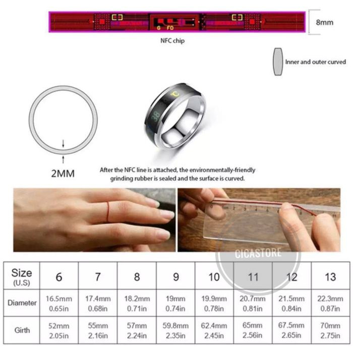 cincin fashion cerdas pengukur suhu/ cincin termometer smart