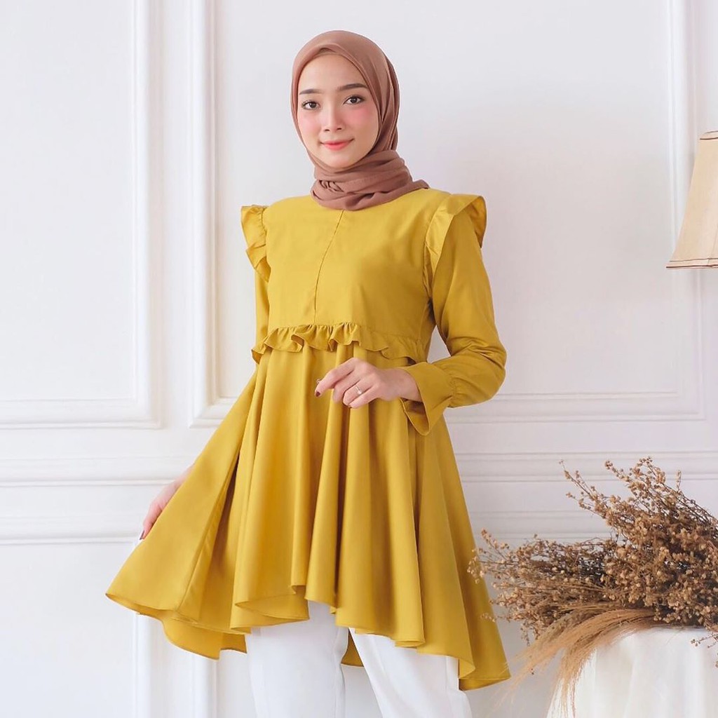EVA TUNIK Bahan MOSSCRAPE Atasan Tunik Wanita Terbaru 2020 Kekinian Tunic Wanita Jumbo Tunik Polos