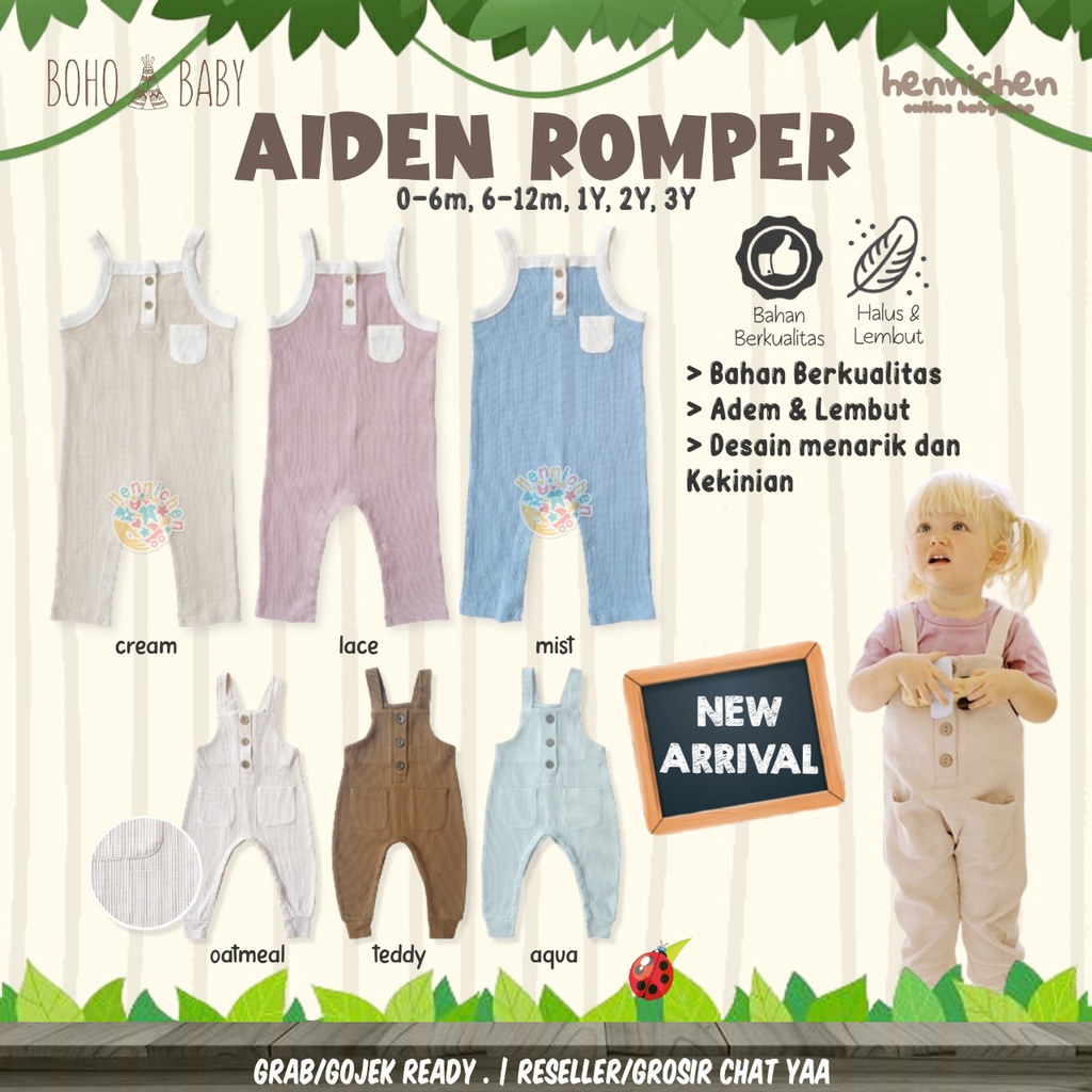 BOHOPANNA 0-3 Tahun Long Romper / Aiden Romper Waffle Jumper Bayi