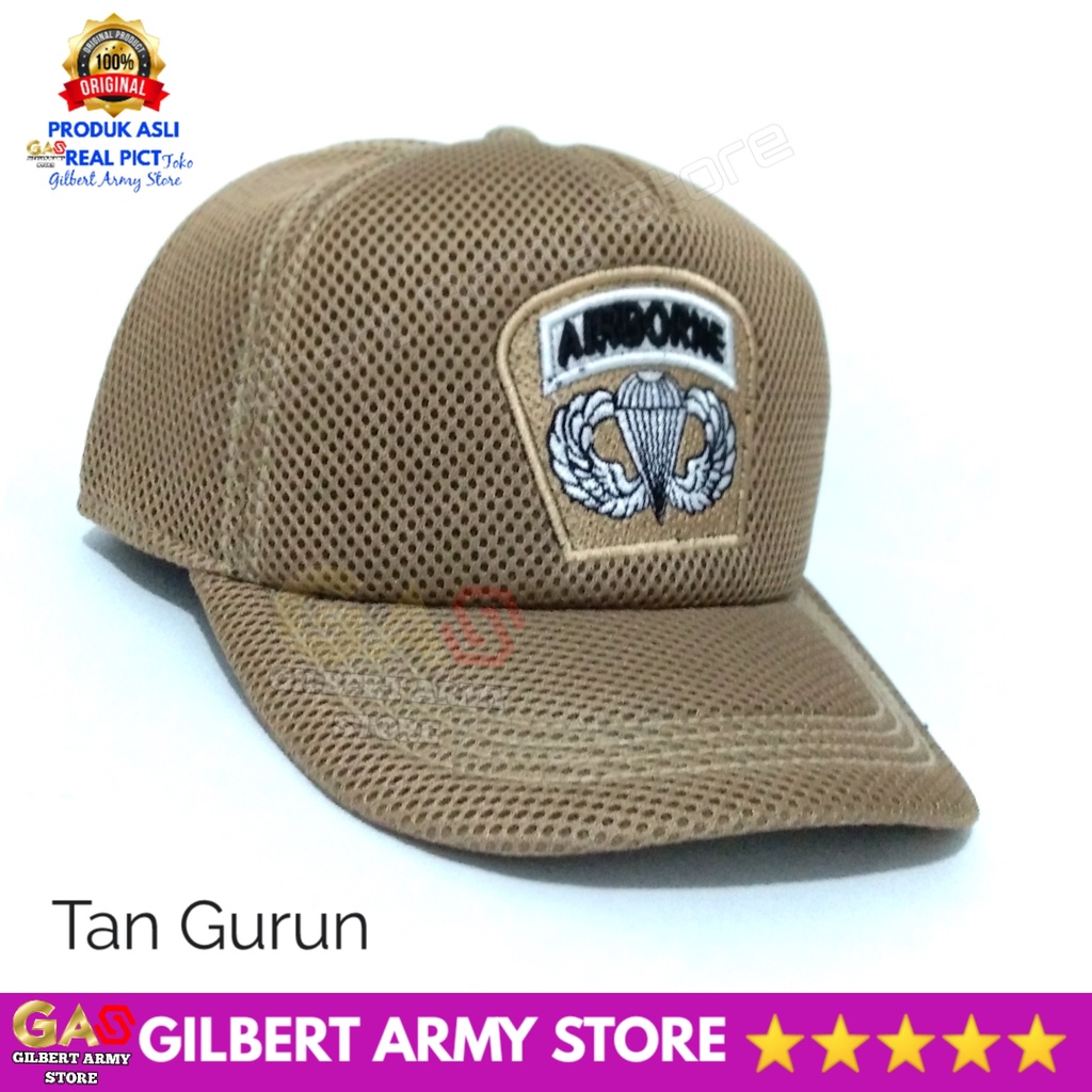 GILBERT ARMY STORE Topi airborne Tan Gurun Jaring Kualitas Premium Keren Hat Pria Terbaru