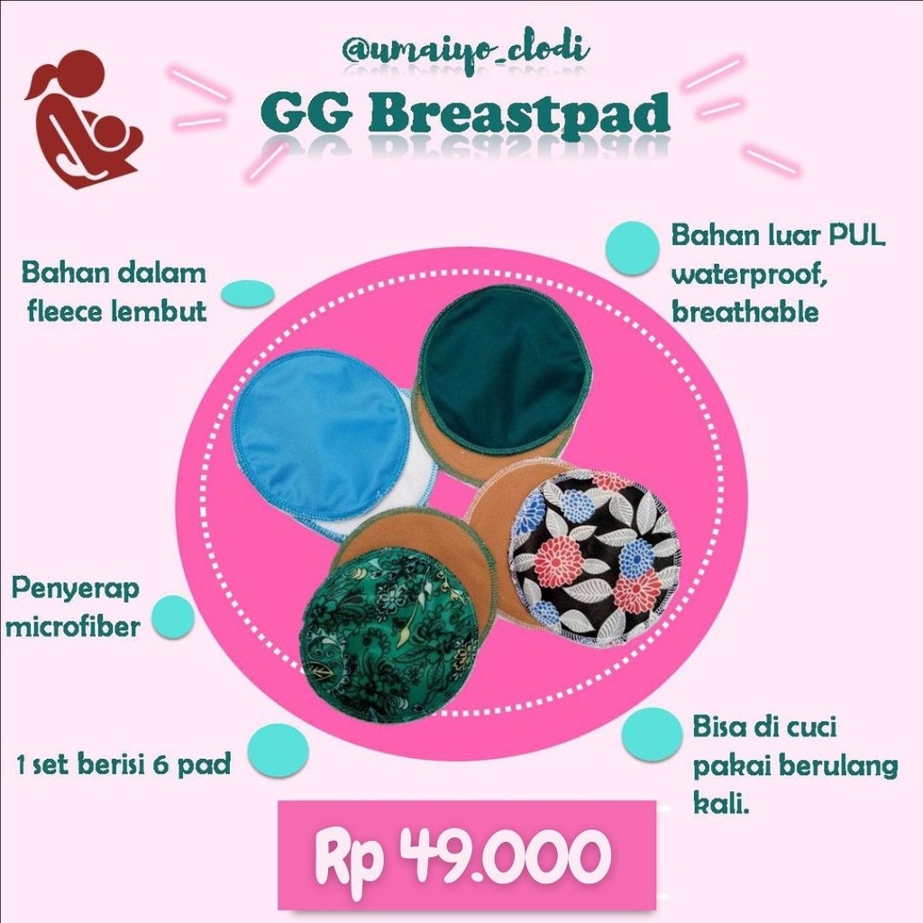 [BISA COD] Washable Breastpad cuci ulang GG - kain penyerap Asi