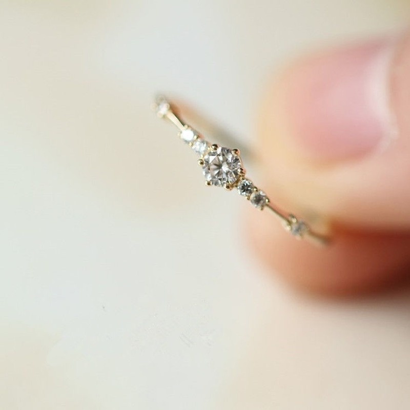 Small diamond ring version simple ring tail ring micro-inlaid zircon ins wind ring