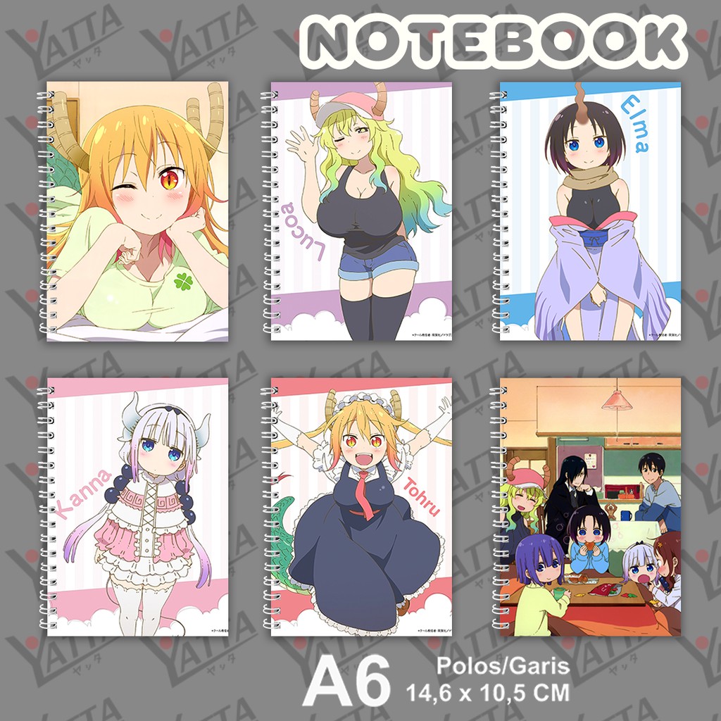 

Notebook Anime ukuran A6 10,5 cm x 14,8 cm Kobayashi-san Chi no Maid Dragon