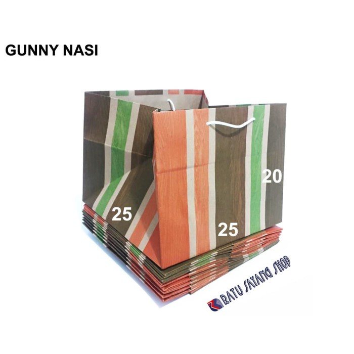 

NEW TAS PAPER BAG GUNNY BOX NASI (25 X 25 X 20)