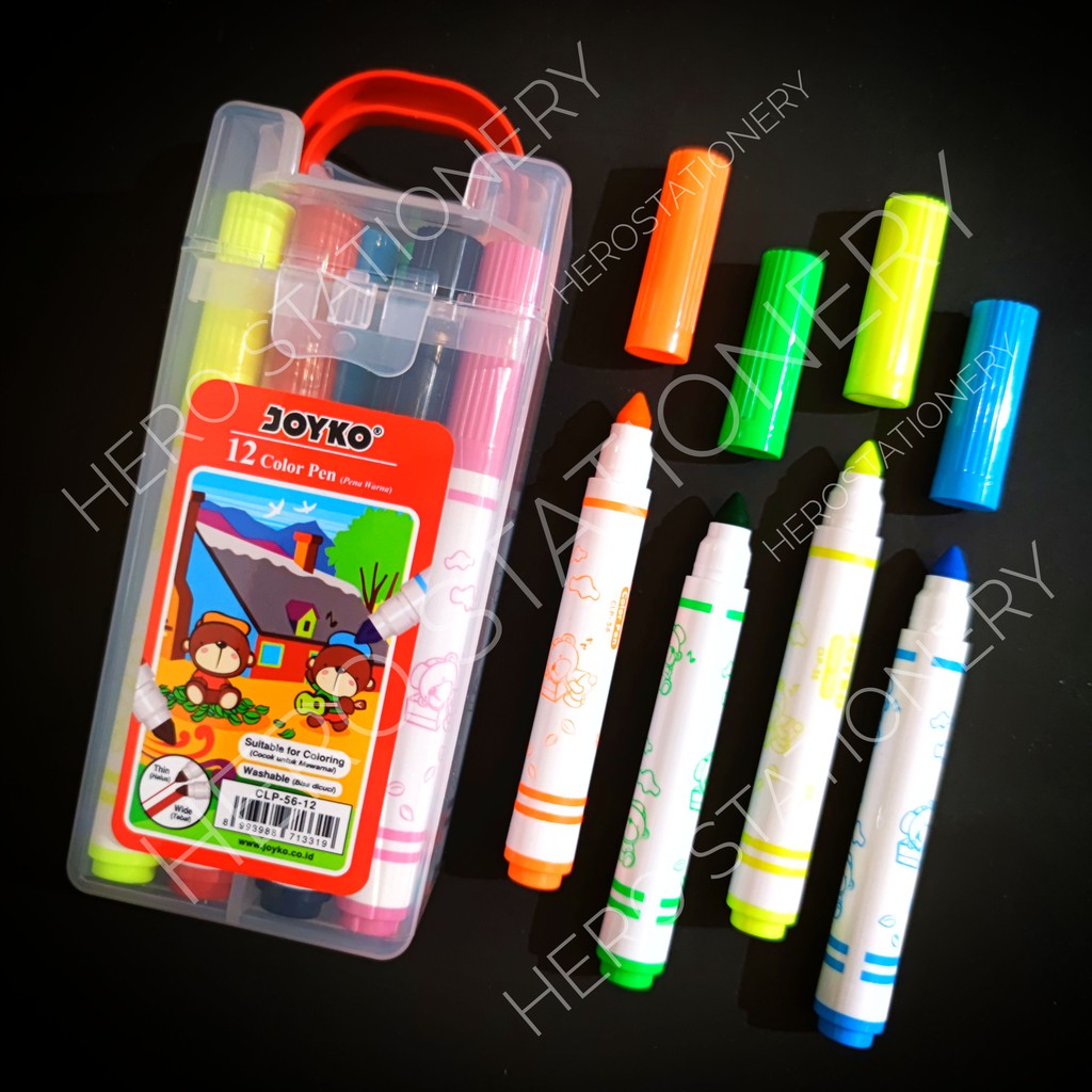 

Pena warna washable color pen joyko set 12 warna CLP-56-12