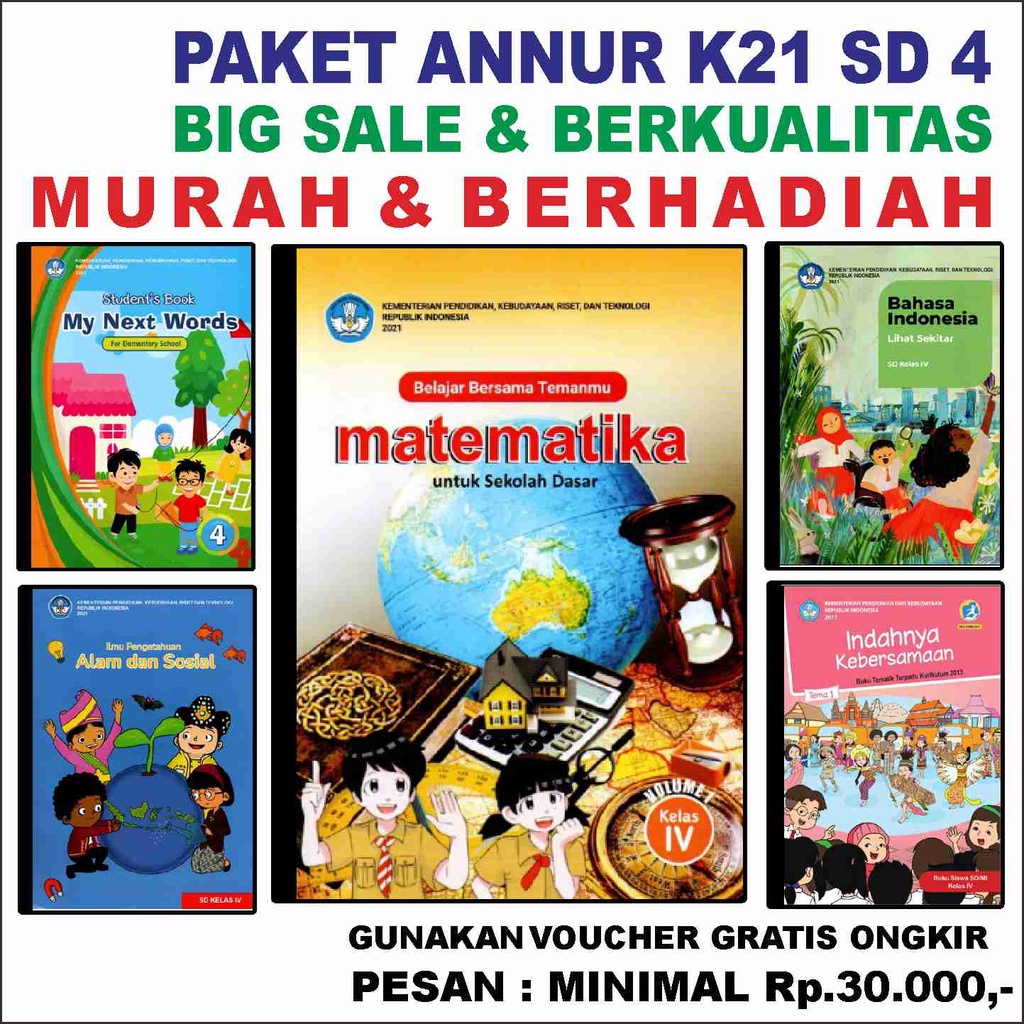 Avimev Buku  PAKET DIKBUD KUMER SD Kelas 4 BERKAH GOD * K21 # MATEMATIKA IPAS INDONESIA INGGRIS PAI Kurikulum MERDEKA BUPENA S 4A 4B 4C 4D BUPENAS  Kelas 4 SUKSES PINTAR LKS FOKUS MAESTRO IKA 2023 TOKO ANNUR KARANGAYU  3747   BUKU PAKET KUMER SD 4