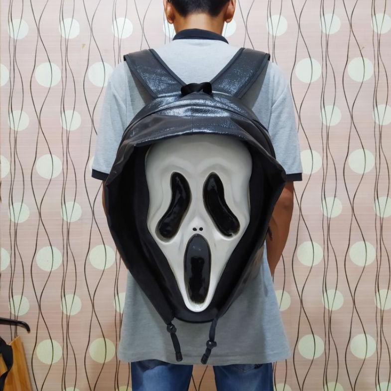 Tas ransel tengkorak backpack putih skull (KODE 7387)