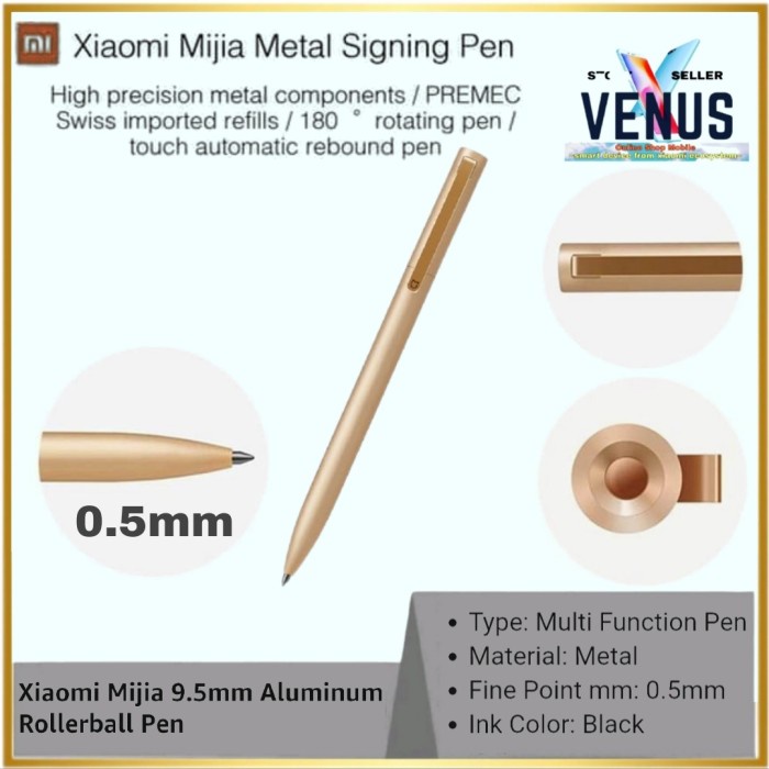 

Xiaomi Mijia Metal Sign Pen Mi Rollerball Metal Pen 0.5mm - GOLD PEN promo