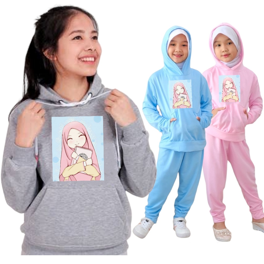 YVF - SWEATAER HOODIE SETELAN ANAK MOTIF HIJAB 15